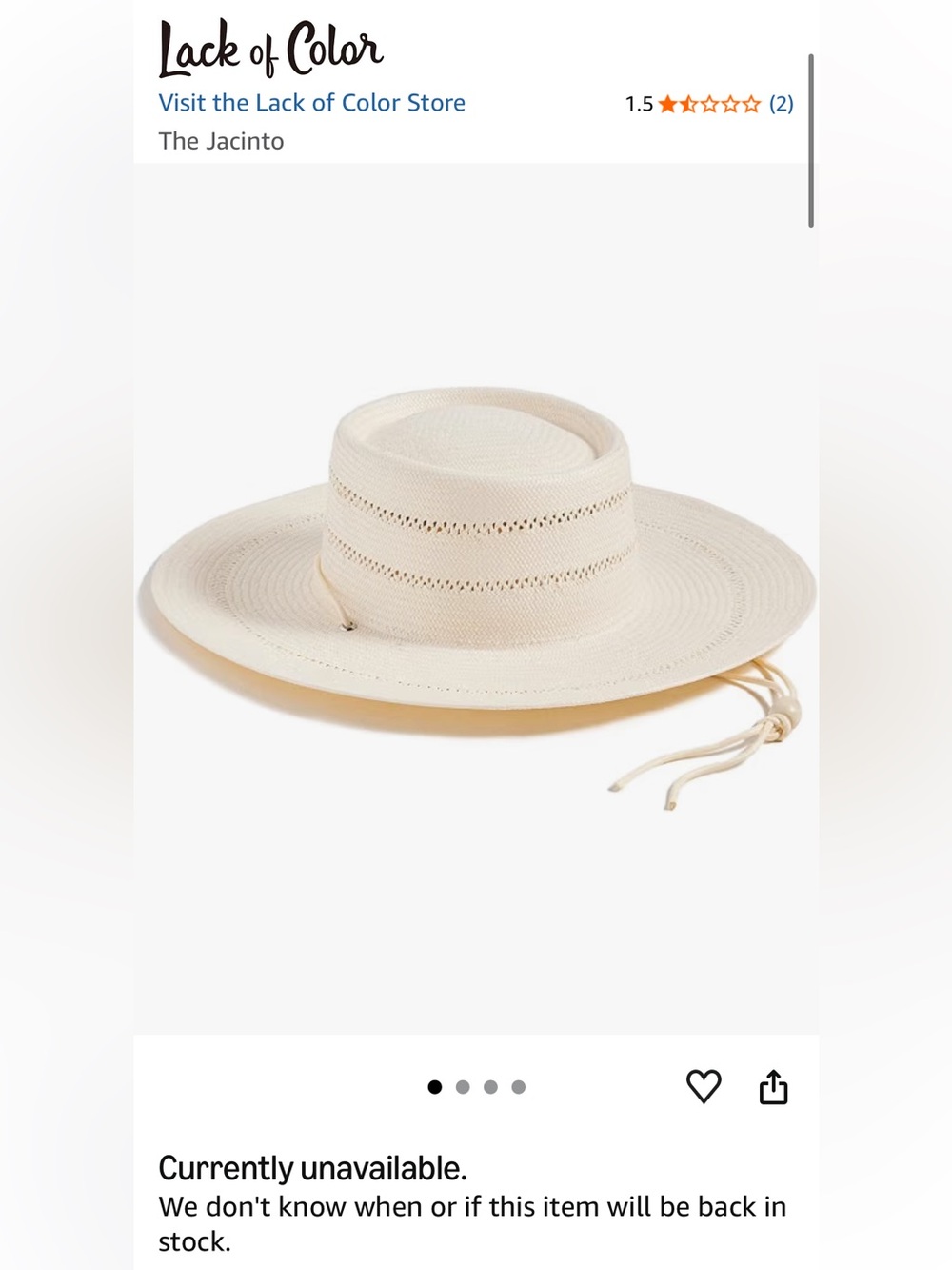 Lack of color cream straw hat